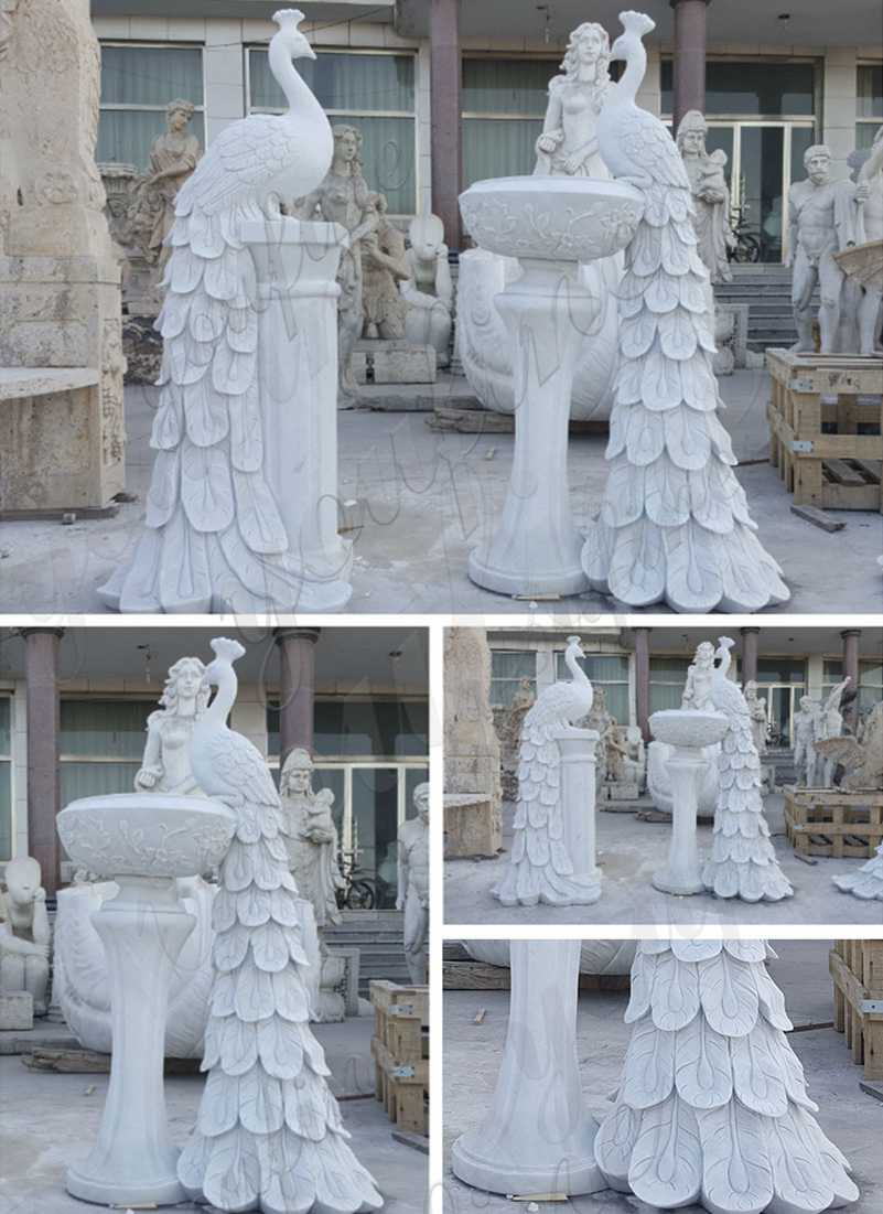 Modern Outdoor White Marble Peacock Flower Pots for Sale