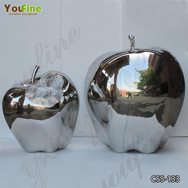 Mirror Polished Garden Stainless Steel Apple Sculptures Suppliers CSS-133