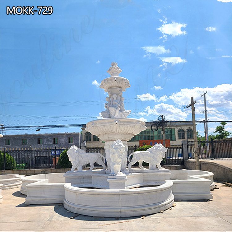 Garden Decoration Tiered Marble Lion Fountain for Sale MOKK-729