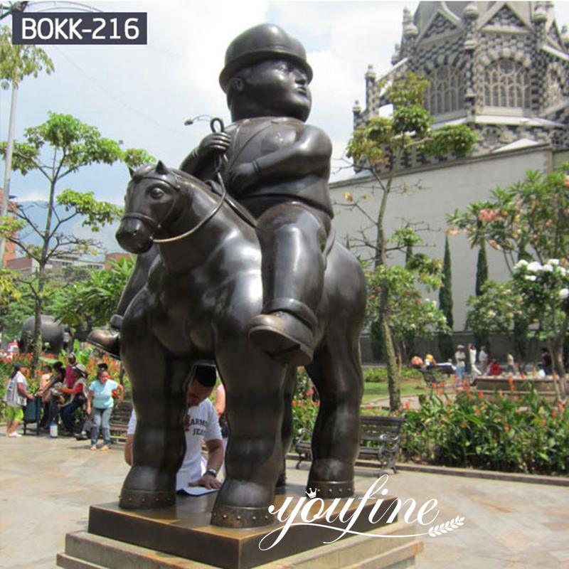 Famous Bronze Bernando Botero Man on Horse Sculpture for Sale