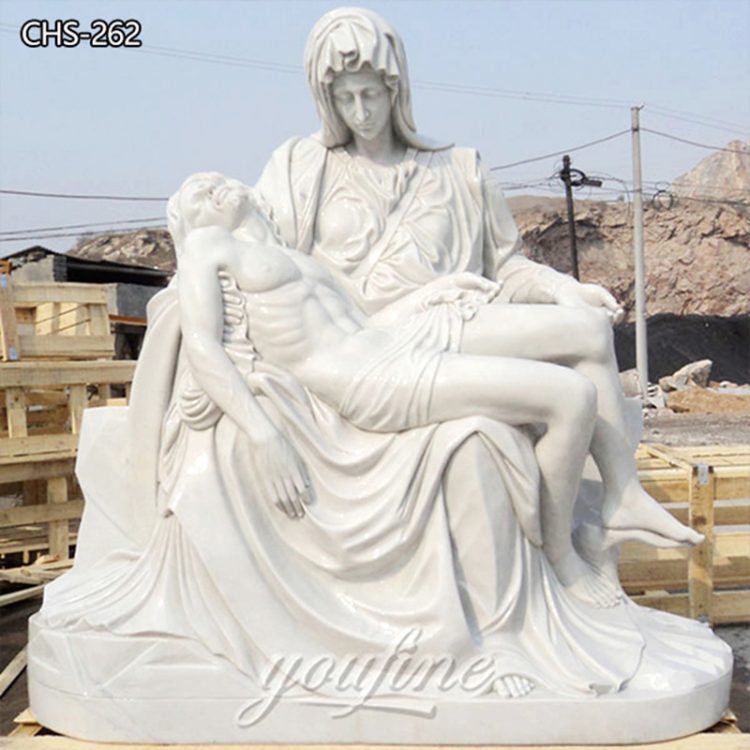 Hand Carved Michelangelo’s Pieta Marble Statue Repica for Sale