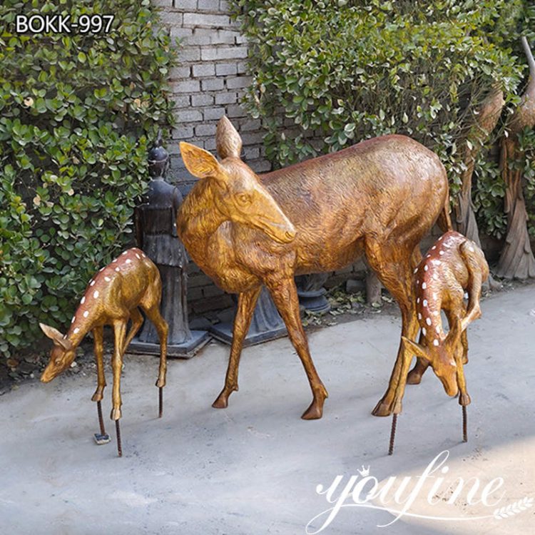 Bronze Doe And Fawn Garden Statue for Sale BOKK-997