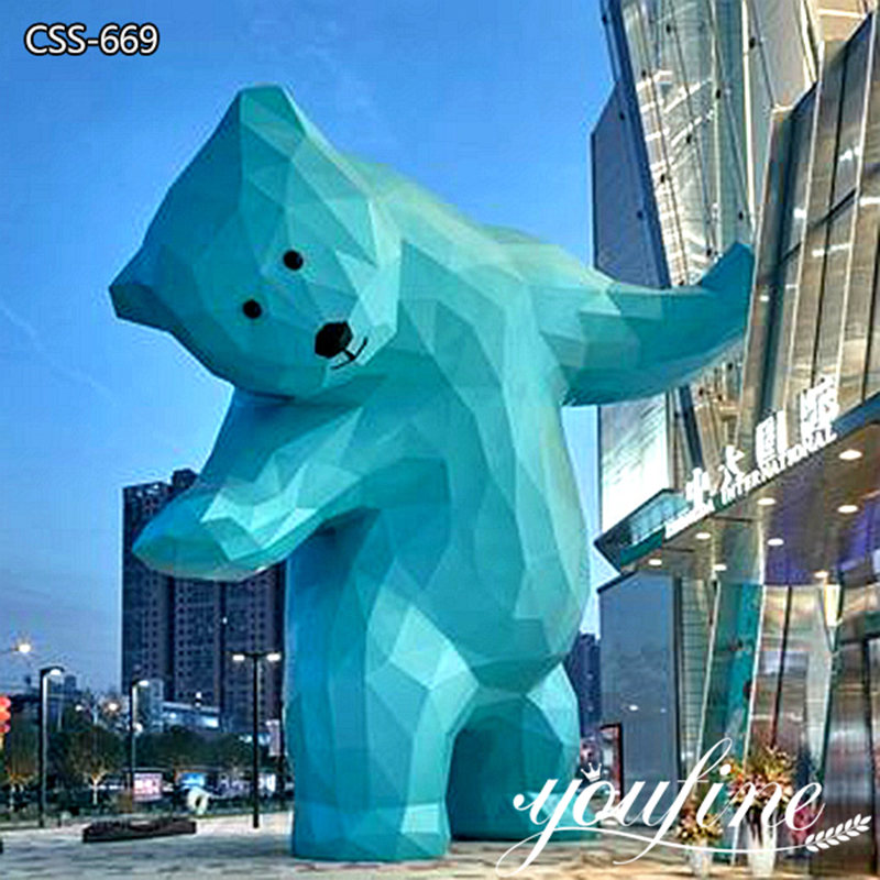 Large Outdoor Blue Stainless Steel Bear Sculpture for Sale CSS-669