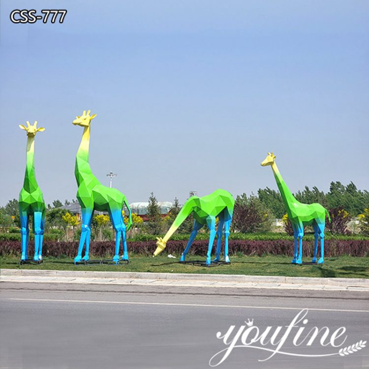 Outdoor Park Decoration Life Size Geometric Giraffe Statues for Sale CSS-777