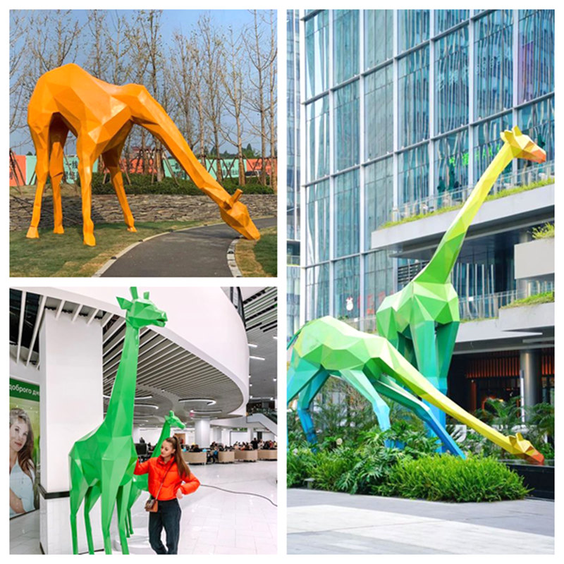 stainless-steel-giraffe-statues-