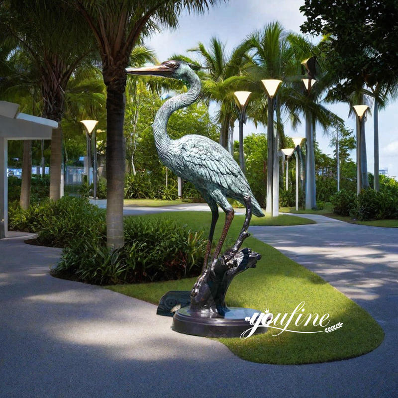 bronze heron statue