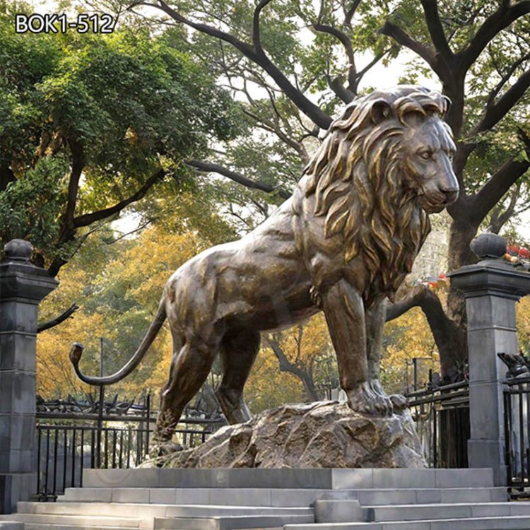 Life Size Bronze Standing Lion Statue for Outdoor