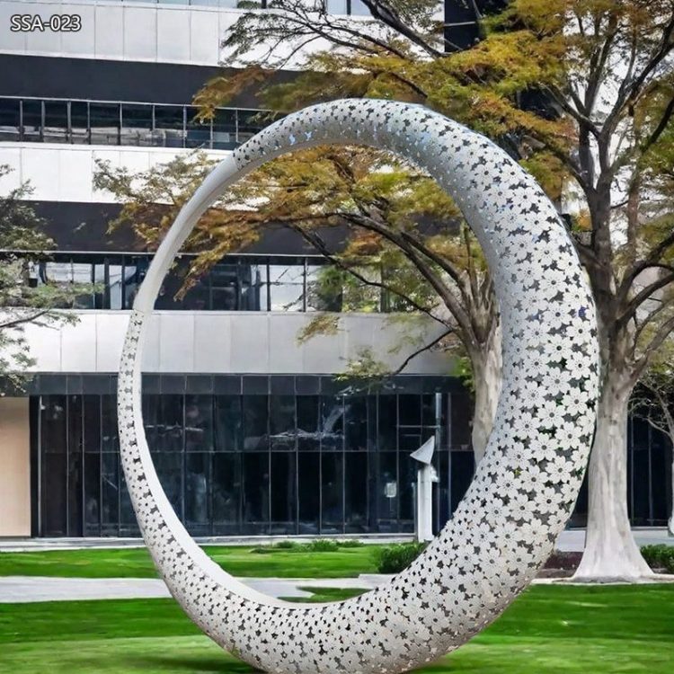 Hollow Stainless Steel Outdoor Sculpture Circle Art Decor