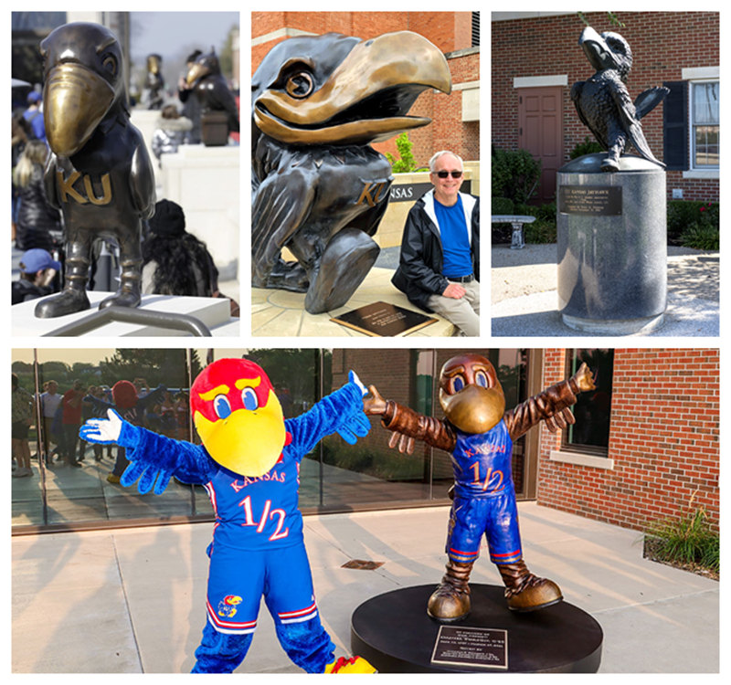 bronze jayhawk statues