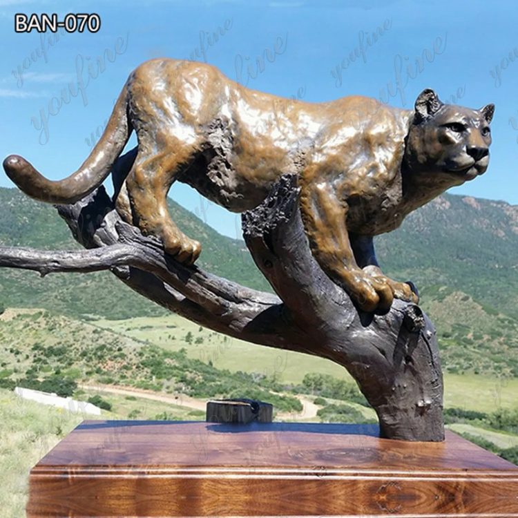Outdoor Bronze Life Size Cougar Statue for Sale