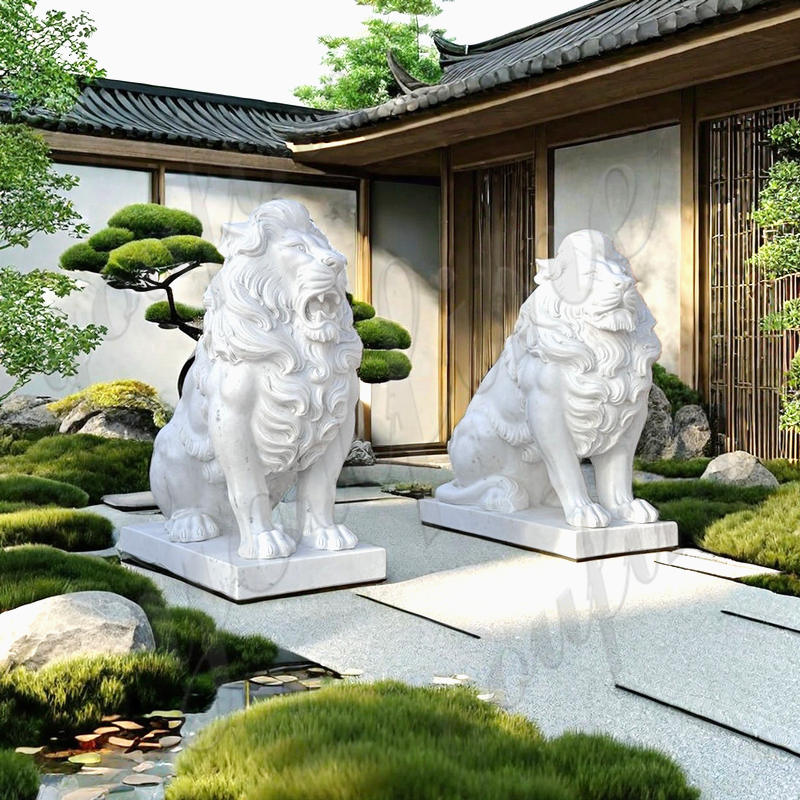 marble lion statue-