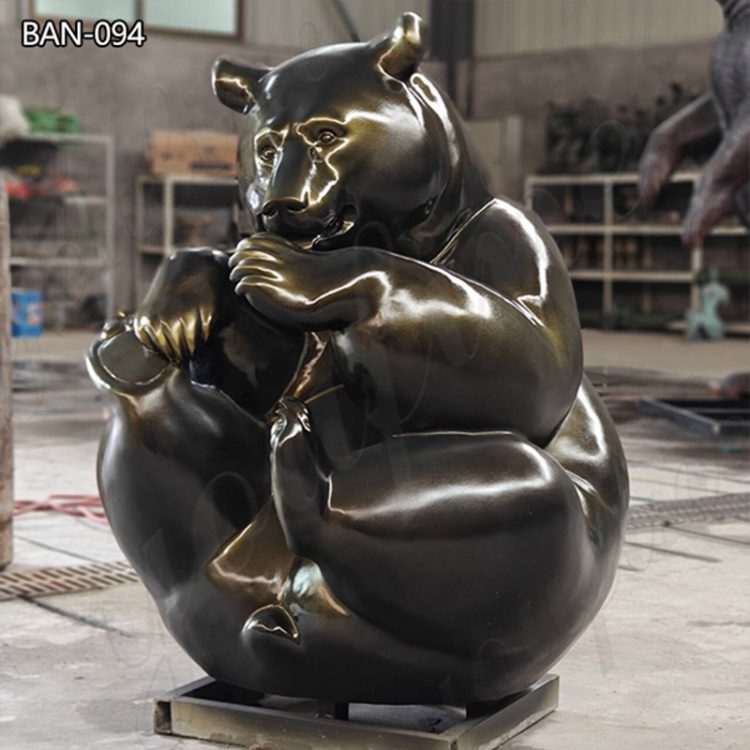 Bronze Outdoor Decor Life Size Chubby Bear Statue for Sale