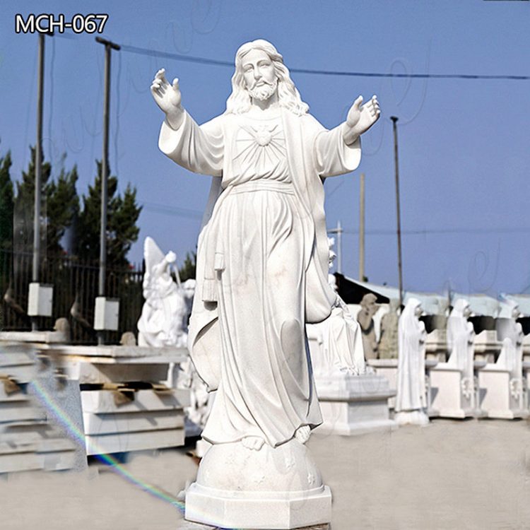 Exquisite White Marble Outdoor Jesus Statue For Sale