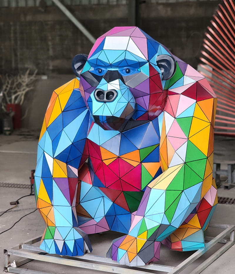 Stainless Steel Colorful Chimpanzee sculpture