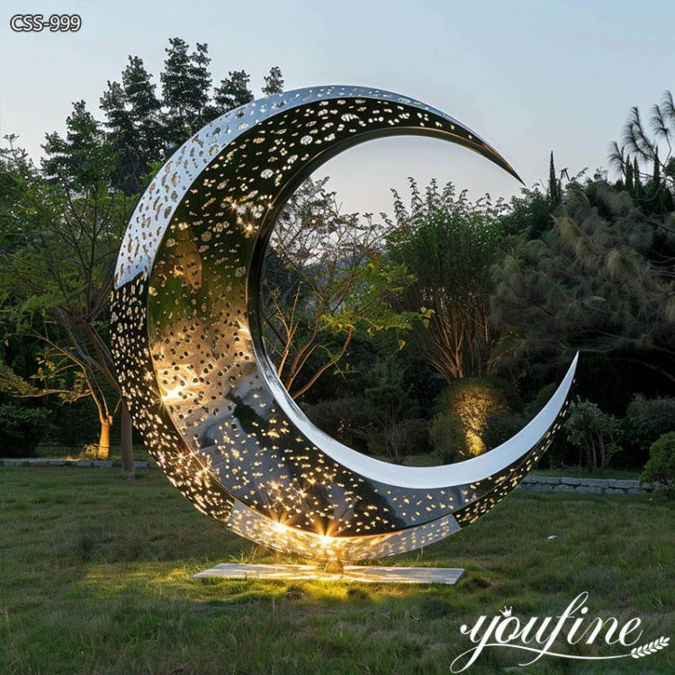 Exquisite Stainless Steel Light Sculpture Outdoor Decor For Sale