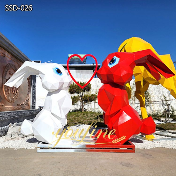 Lovely Stainless Steel Rabbit Sculpture For Garden