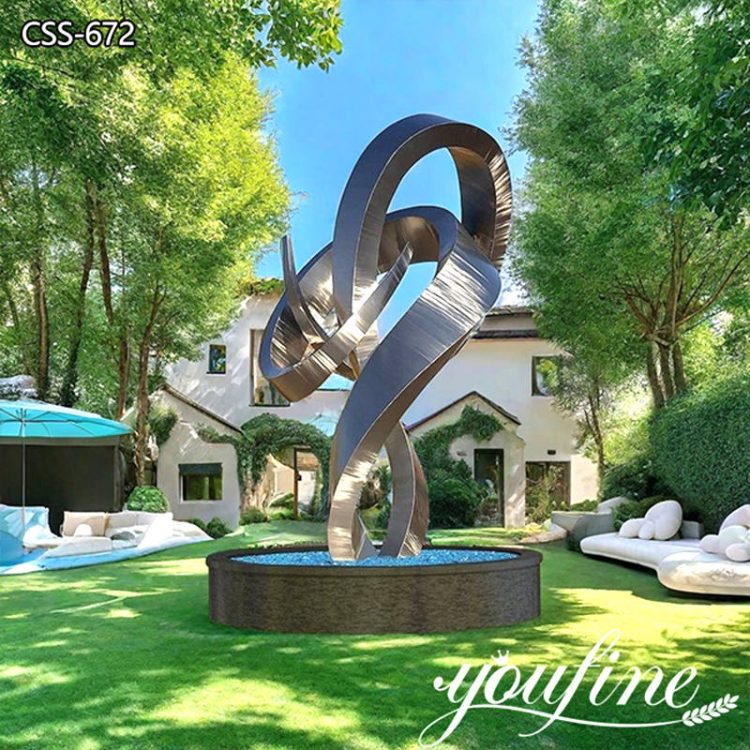 Outdoor Stainless Steel Brushed Metal Ribbon Sculpture