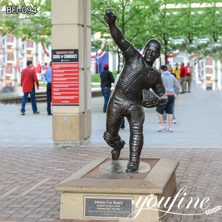 Famous Baseball Catcher Johnny Bench Bronze Statue